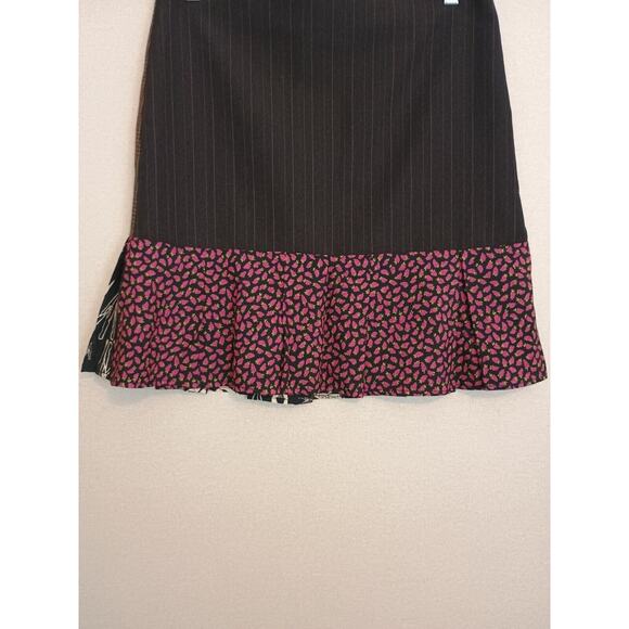 Erica Rose Handmade Los Angles Skirt Womens 6 Black Patchwork Twee Flare Mini - Picture 4 of 13